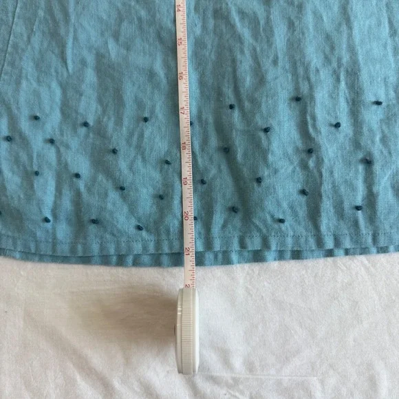 Boden Blue Linen Blend A-Line Skirt with Navy Bobble Trim - US‎ 4 R UK 8 - Picture 4 of 6